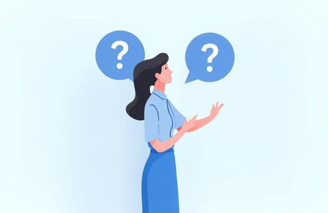 Illustration of person asking questions or getting support